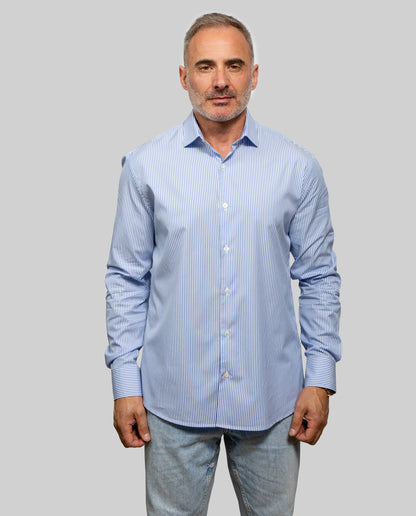 Shirt Striped Classic Light Blue